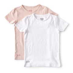 meisjes shirts roze en wit 2 pak Little Label organic cotton