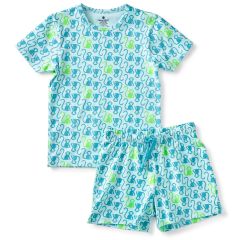 zomer pyjama jongens - aqua blauw aapjes