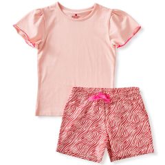 zomer pyjama meisjes roze zebra strepen Little Label