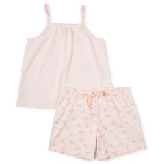 korte meisjes pyjama - roze libellen
