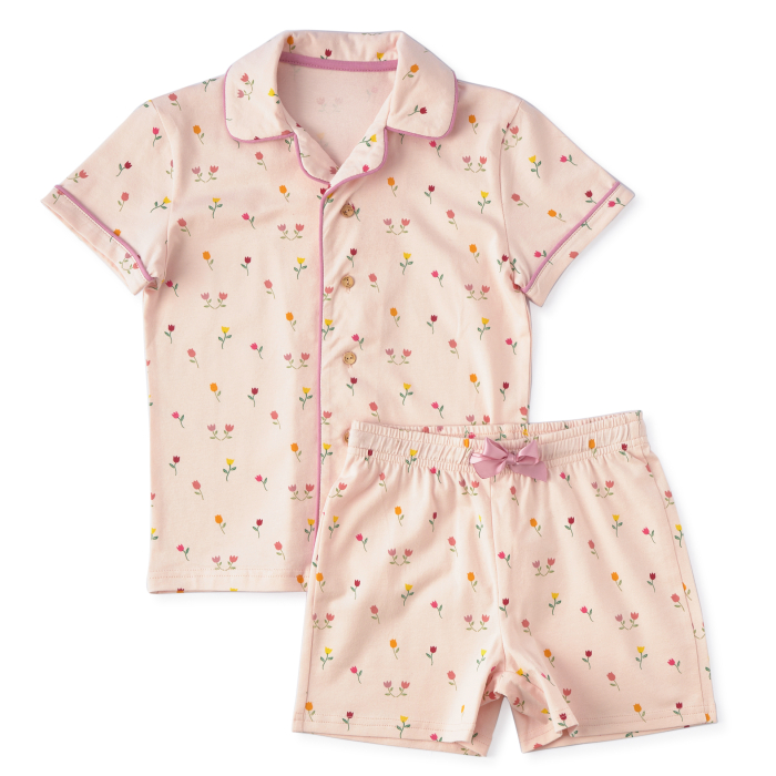 munt Regenachtig transmissie zomer pyjama meisjes - roze tulpen