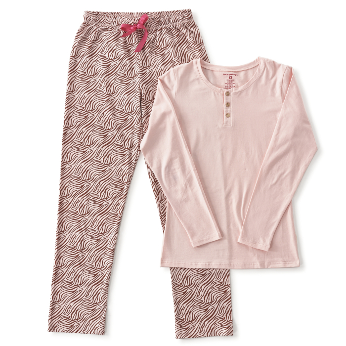 geleidelijk Keizer Incubus dames pyjama henley - roze zebra