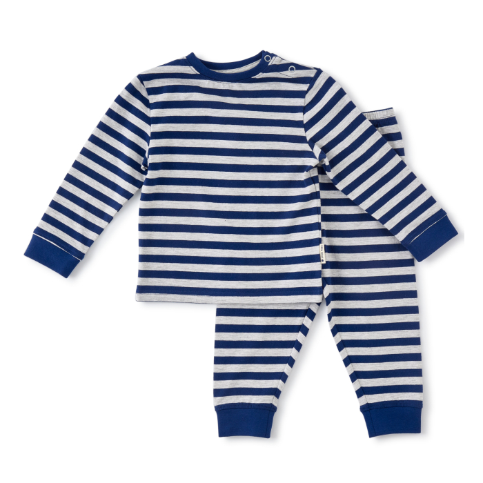 Pigment decaan Respectvol pyjama baby jongens - blauw gestreept Little Label